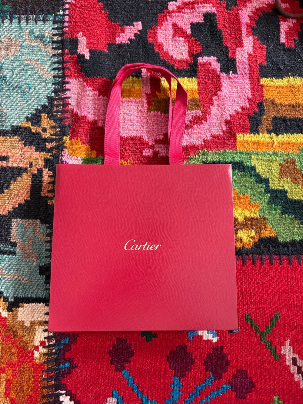 Cartier Red Shopping Bag with Ribbon Handle